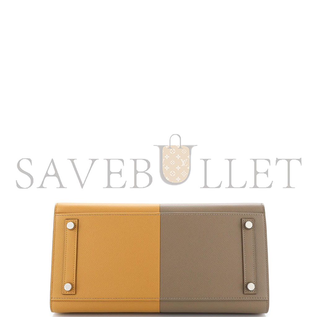 H**mes birkin 25 epsom elephant grey and sesame with florida blue interior silver buckles h028367cc03 (25*18*13cm)